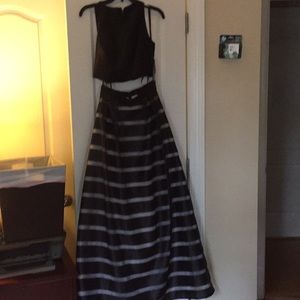 Two piece formal black gown